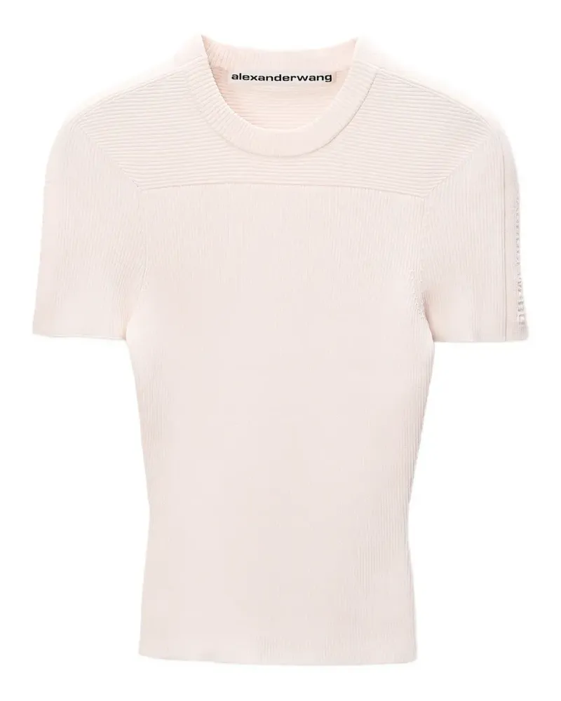 Alexander Wang logo-debossed ribbed-knit T-shirt - Rosa Rosa