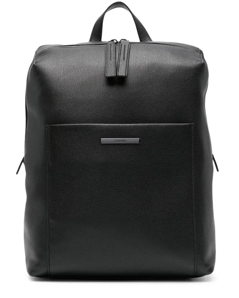 Calvin Klein Rucksack aus Faux-Leder mit Logo - Schwarz Schwarz