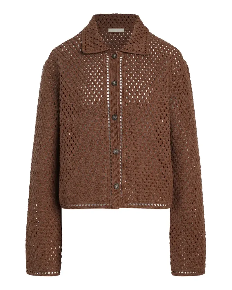 12 STOREEZ Gehäkelter Meadow Cardigan mit Knöpfen - Braun Braun
