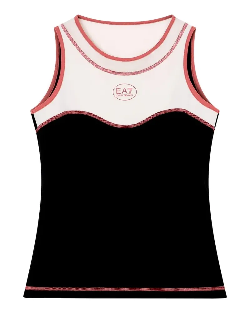 EA7 Tennis Pro logo-print panelled tank top - Schwarz Schwarz