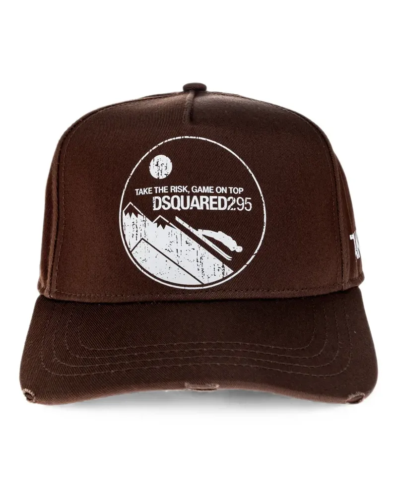 Dsquared2 logo-print distressed baseball cap - Braun Braun