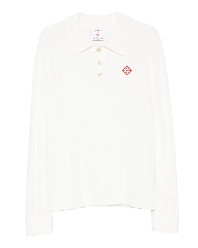 Casablanca Paris ribbed-knit logo-patch polo shirt - Weiß Weiß