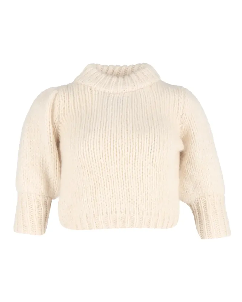 Ganni Julliard cropped turtleneck sweater - Nude Nude