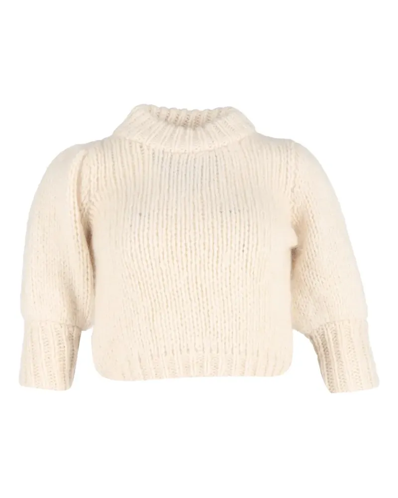 Ganni Julliard cropped turtleneck sweater - Nude Nude