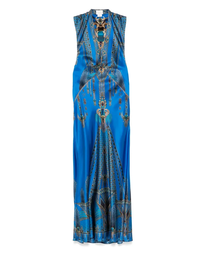 Camilla Archival Revival Extended Shoulder Maxikleid - Blau Blau