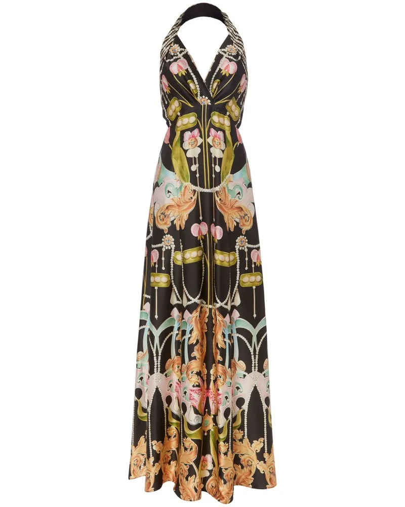 Temperley London Maxikleid mit grafischem Print - Schwarz Schwarz
