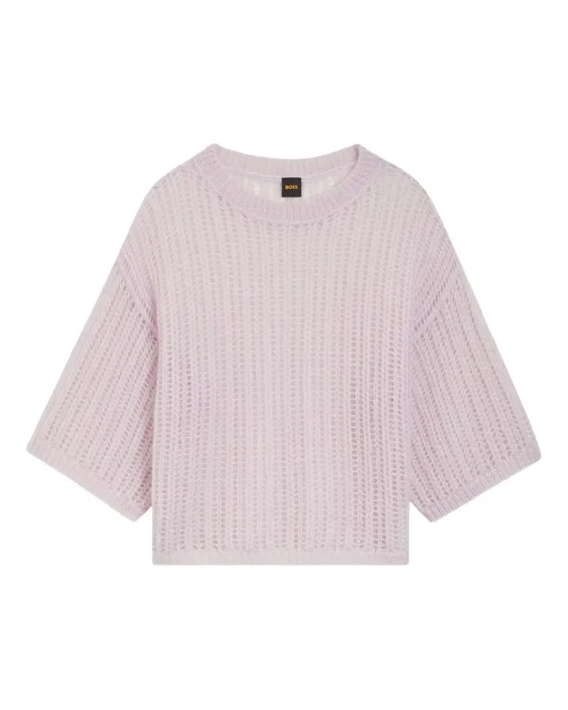 HUGO BOSS open-knit round-neck sweater - Rosa Rosa