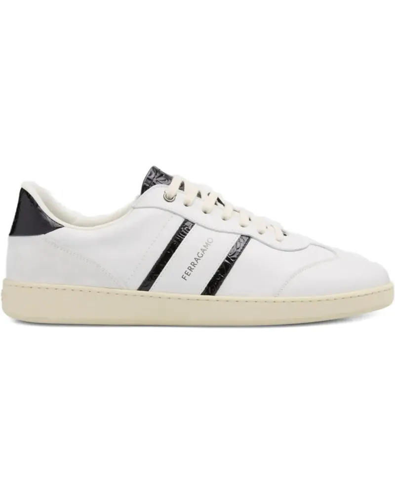 Ferragamo Gestreifte Achille 2 Sneakers - Weiß Weiß