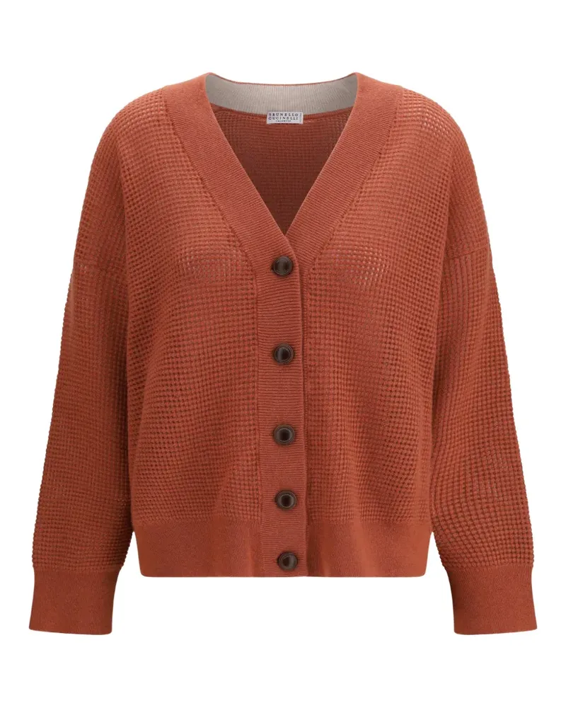 Brunello Cucinelli buttoned cashmere cardigan - Orange Orange