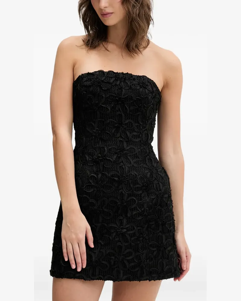 Bardot Karoline floral-applique strapless mini dress - Schwarz Schwarz