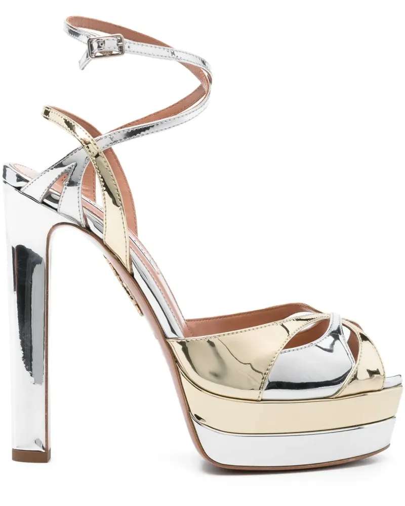 Aquazzura Moves Plateau-Sandalen 130mm - Silber Silber