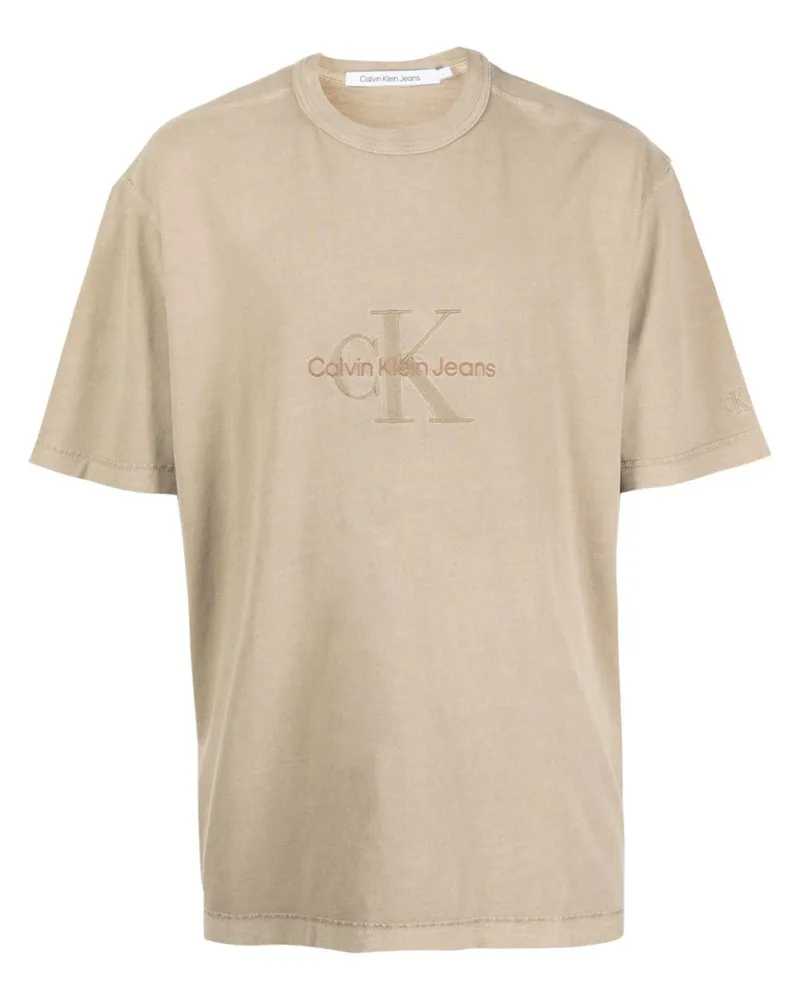 Calvin Klein T-Shirt mit Logo-Stickerei - Nude Nude