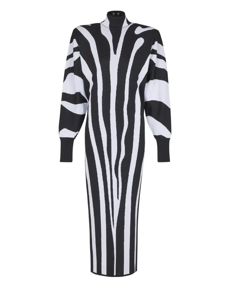 Balmain Midikleid mit Zebra-Intarsie - Schwarz Schwarz