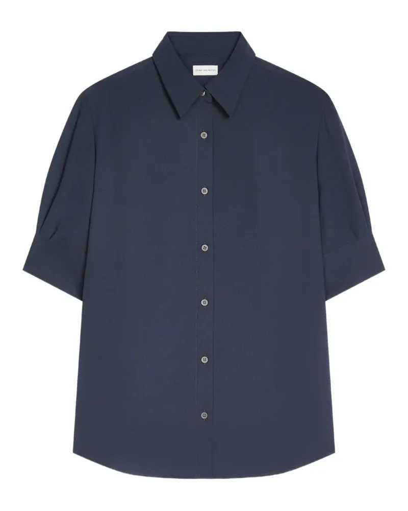 Dries van Noten Krepphemd mit Umschlag - Blau Blau