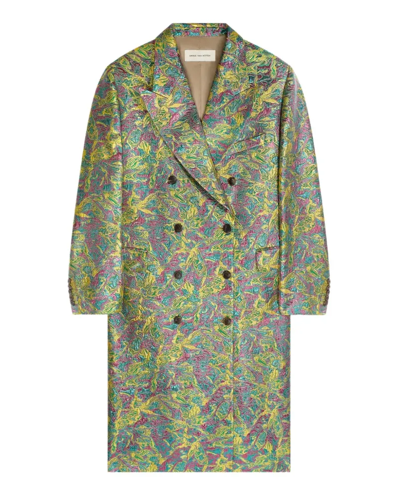 Dries van Noten Doppelreihiger Mantel mit Blumen - Gelb Gelb