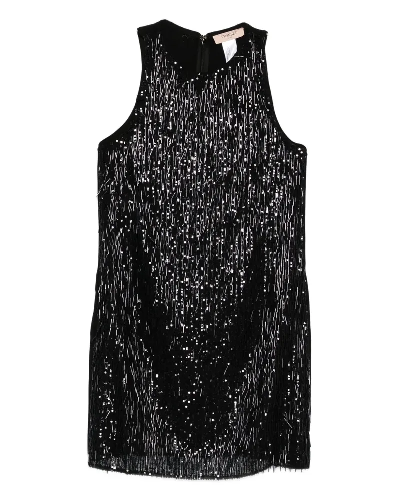 Twin-Set Midikleid mit Pailletten - Schwarz Schwarz
