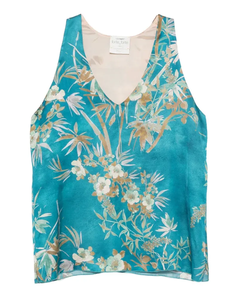 forte_forte Top mit Blumenprint - Blau Blau