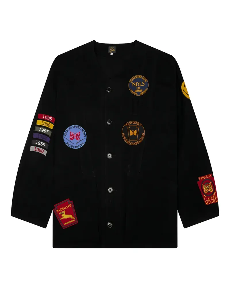 NEEDLES Shooting patch-detail waxed jacket - Schwarz Schwarz