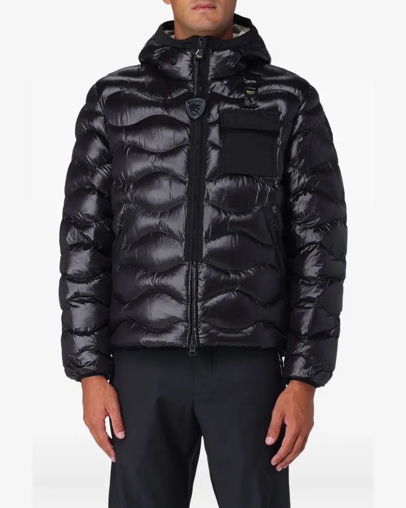 Blauer Gesteppte Bryant Kapuzenjacke - Schwarz Schwarz