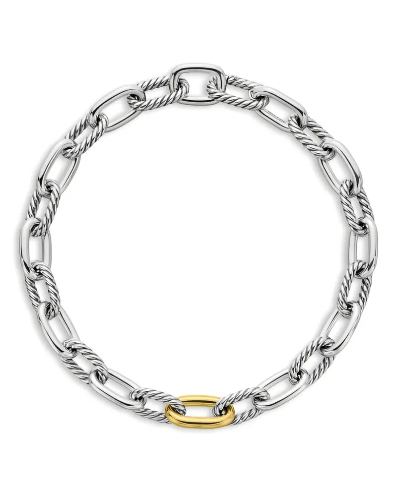 David Yurman 18kt DY Madison Gelbgold- und Sterlingsilberhalskette 13,5mm Silber
