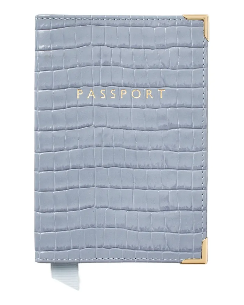 Aspinal of London Pass-Etui aus Leder - Blau Blau