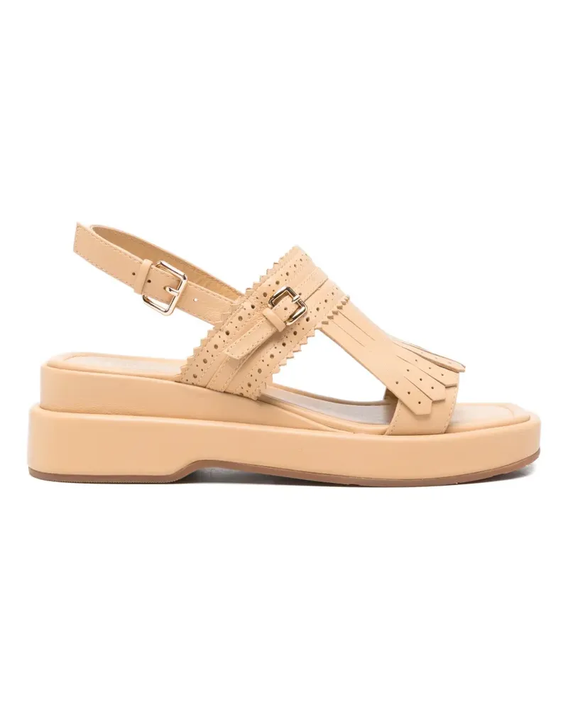 Bruno Premi fringe-detail perforated sandals - Nude Nude