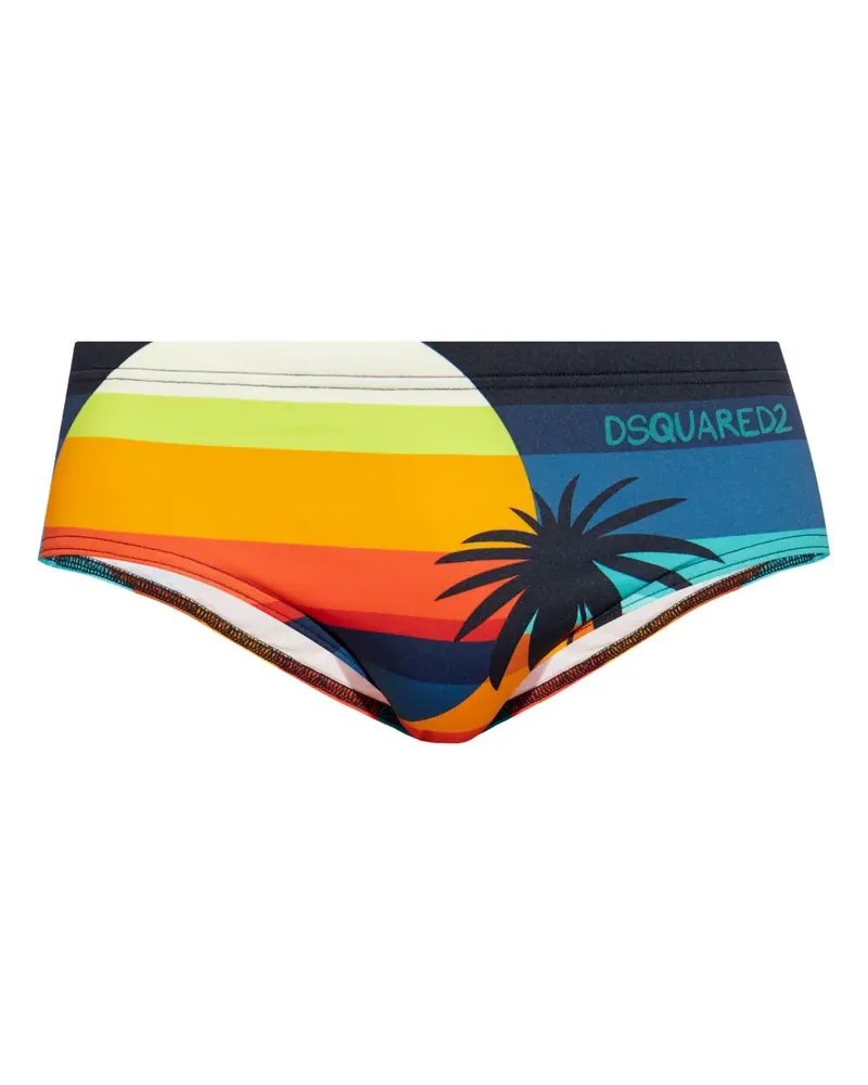Dsquared2 logo-detail striped swimming trunks - Blau Blau
