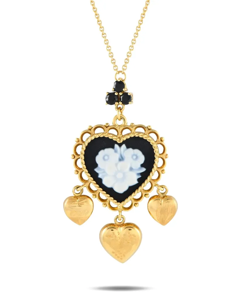 Dolce & Gabbana 18kt Gelbgoldhalskette mit Saphir und schwarzer Jade Gold