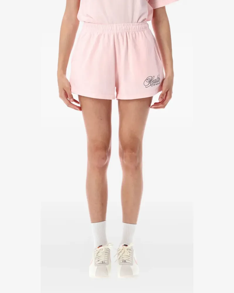 SPORTY & RICH Health Script Disco Shorts - Rosa Rosa