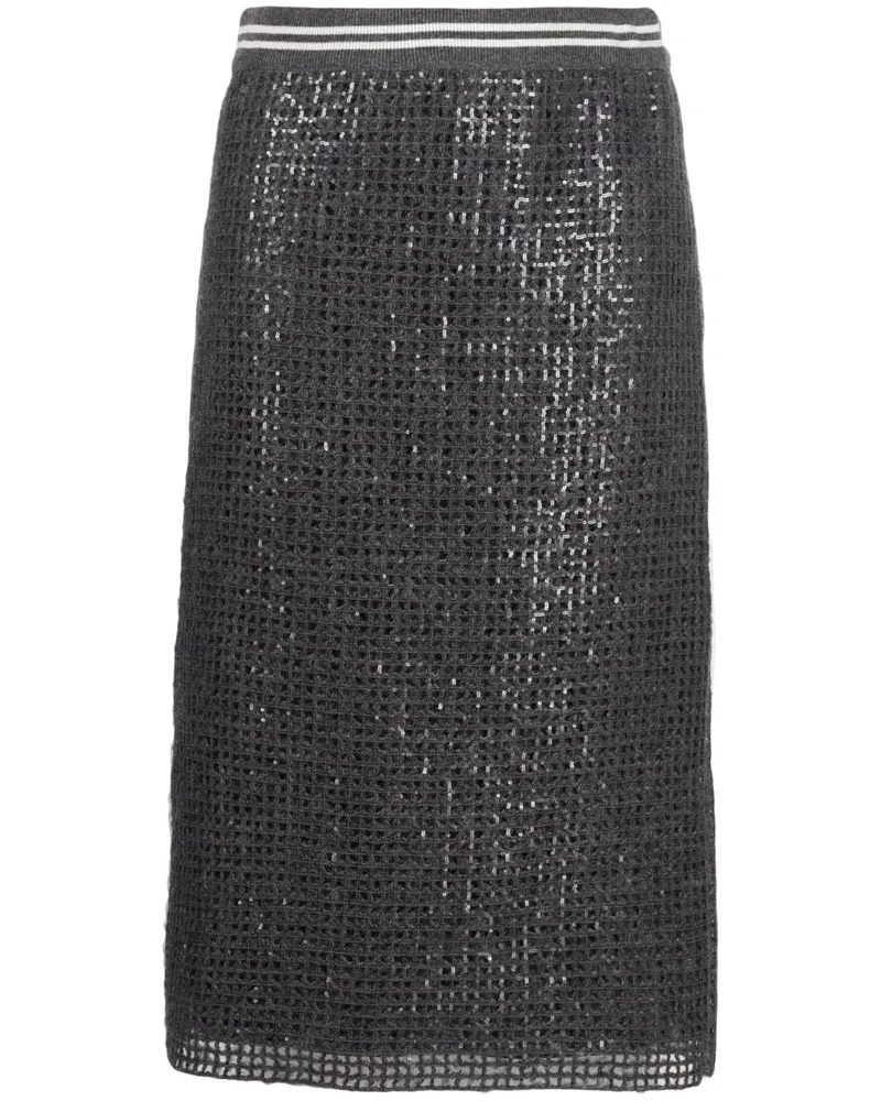 Brunello Cucinelli Midirock mit Pailletten - Grau Grau