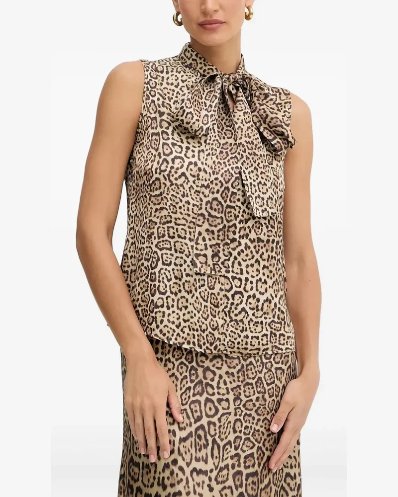 MARCIANO Los Angeles bow leopard-print bliouse - Nude Nude