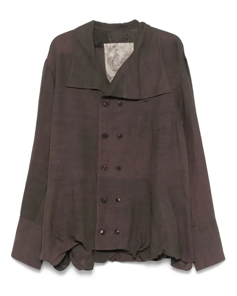 Ziggy Chen Doppelreihige Hemdjacke mit Stehkragen - Braun Braun