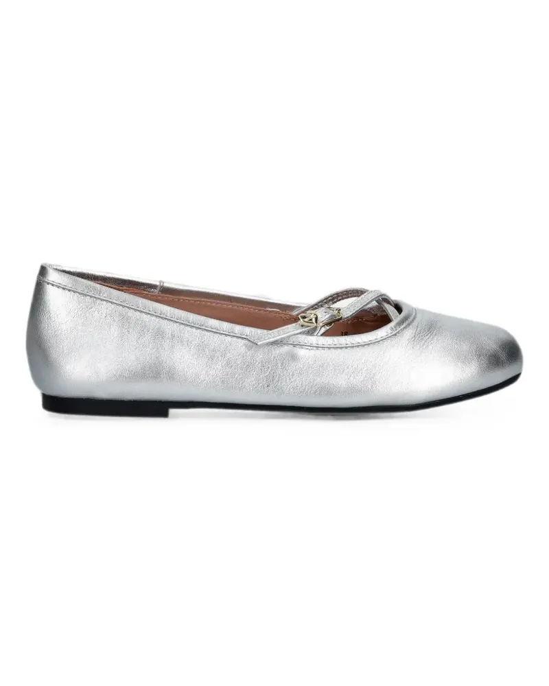 Moschino metallic-effect buckled ballet flats - Grau Grau