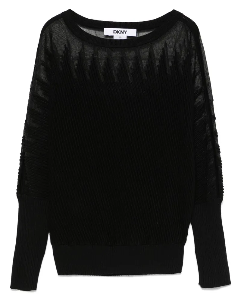 DKNY Gerippter Pullover - Schwarz Schwarz