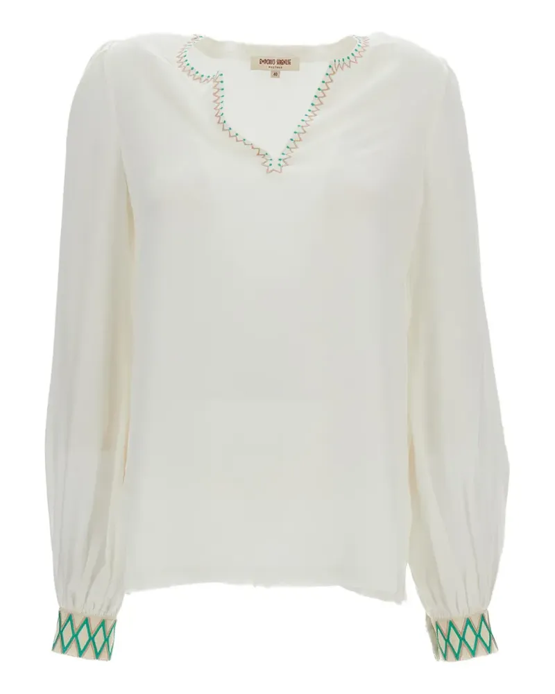 Emporio Sirenuse Vera embroidered silk blouse - Nude Nude