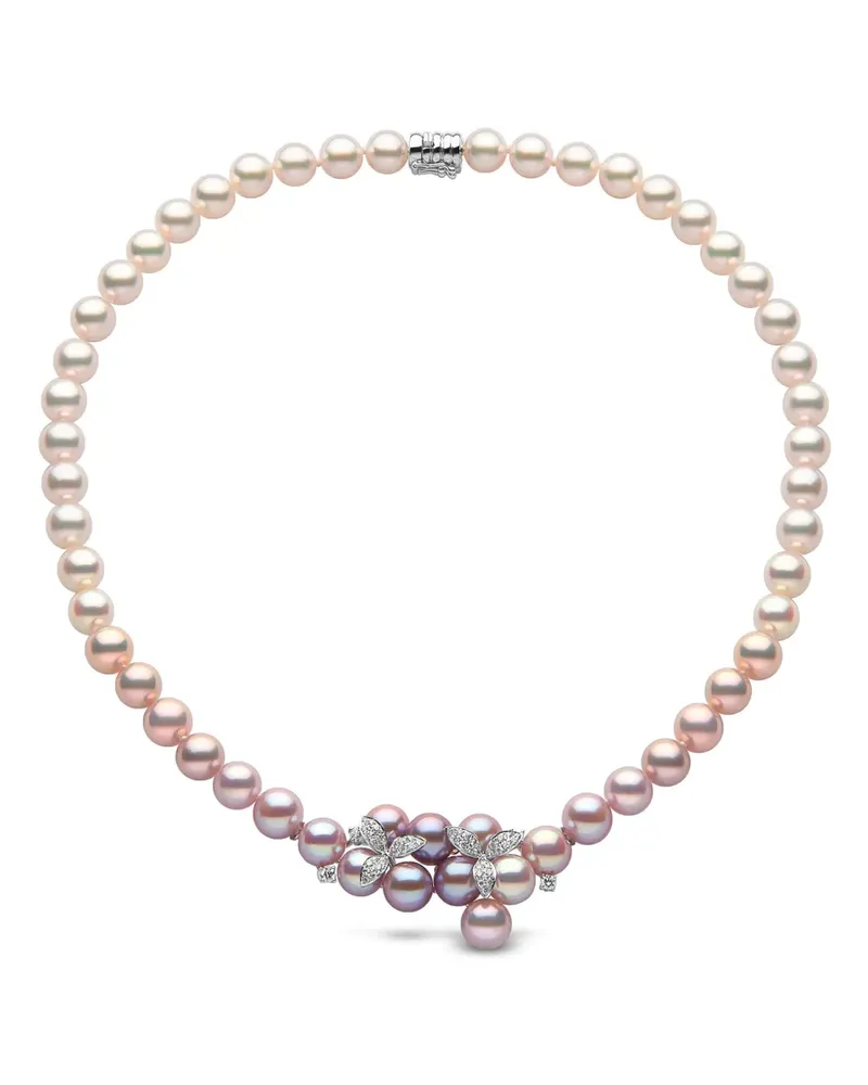 YOKO London 18kt Ombré Weißgoldhalskette mit Perle und Diamant - Silber Silber