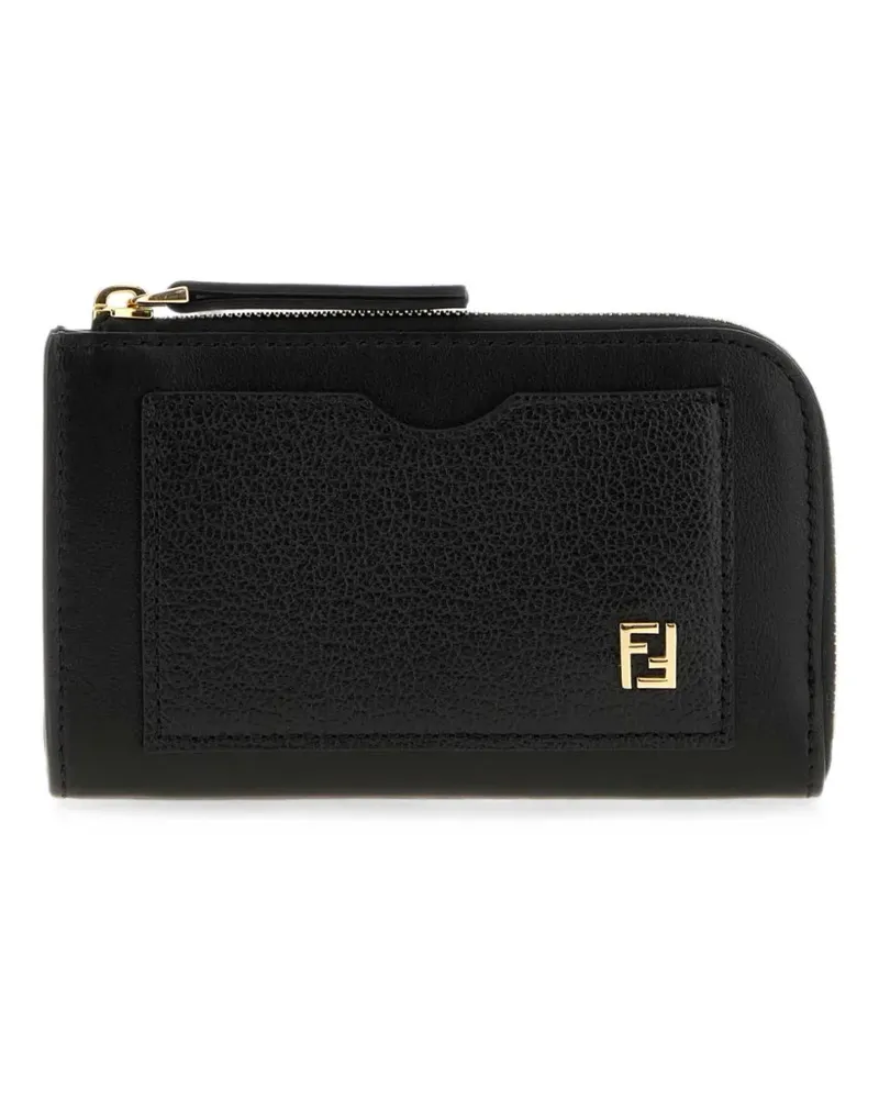Fendi logo-plaque card case pouch - Schwarz Schwarz