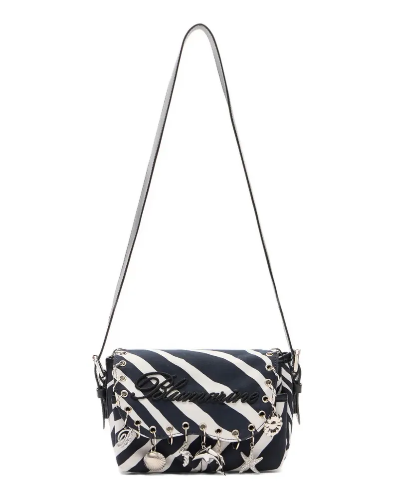 Blumarine Mini Schultertasche mit Streifen - Weiß Weiß