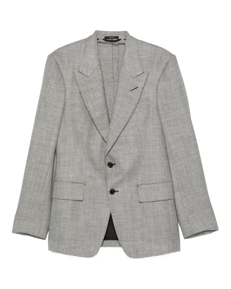 Tom Ford herringbone-pattern peak-lapels blazer - Grau Grau