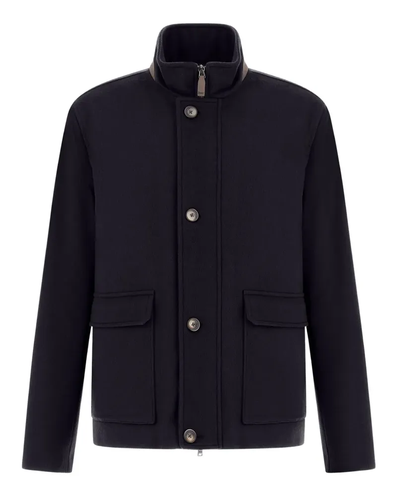 Herno Geknöpfte Jacke mit Stehkragen - Blau Blau