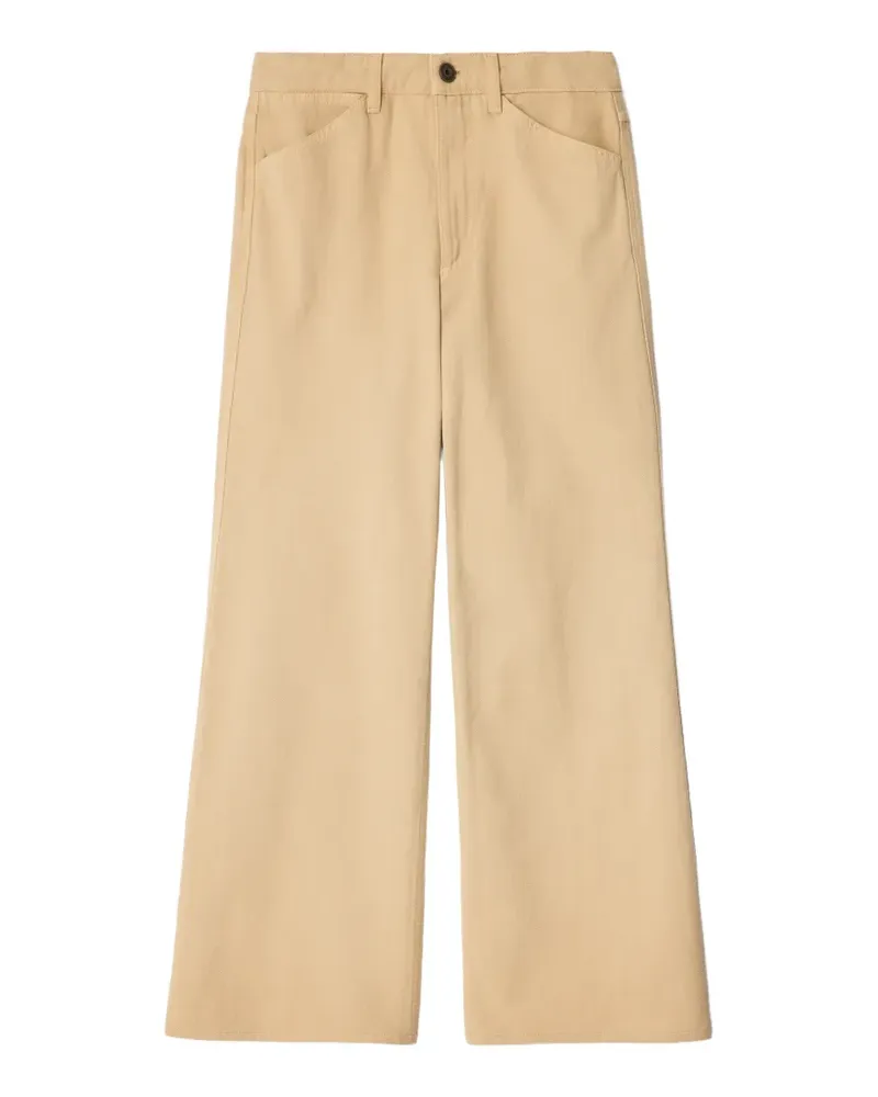 Christophe Lemaire flared five-pocket pants in heavy garment-dyed broken twill - Nude Nude
