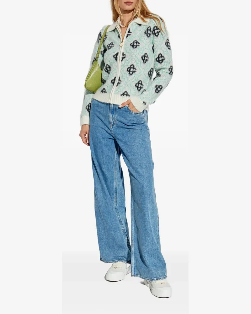 Casablanca Paris Cardigan mit Monogrammmuster - Grün Grün