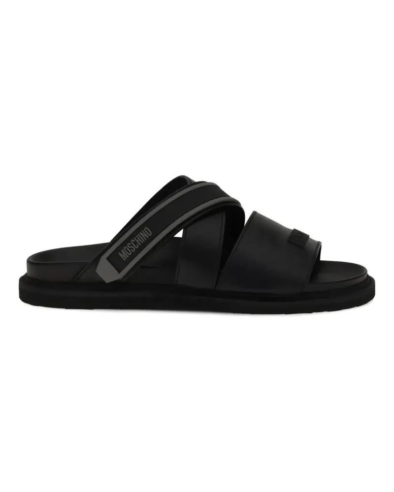 Moschino logo-strap slides - Schwarz Schwarz