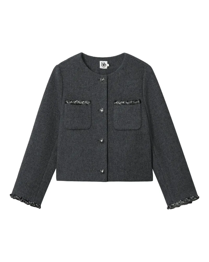 b+ab Jacke mit geflochtenen Taschen - Grau Grau