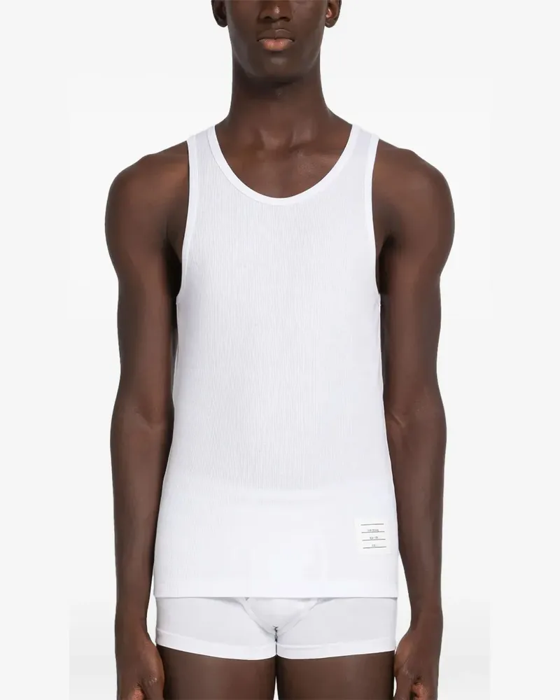 Thom Browne Geripptes Tanktop mit Logo-Applikation - Weiß Weiß