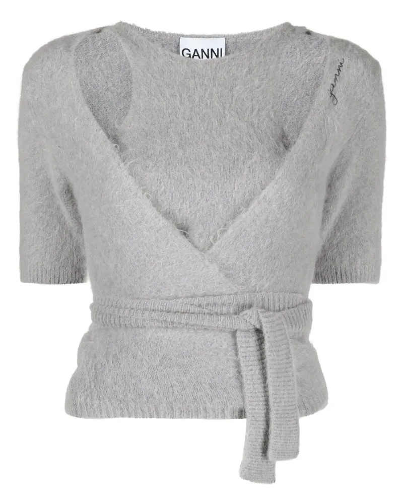 Ganni Strickoberteil mit Cardigan-Overlay - Grau Grau