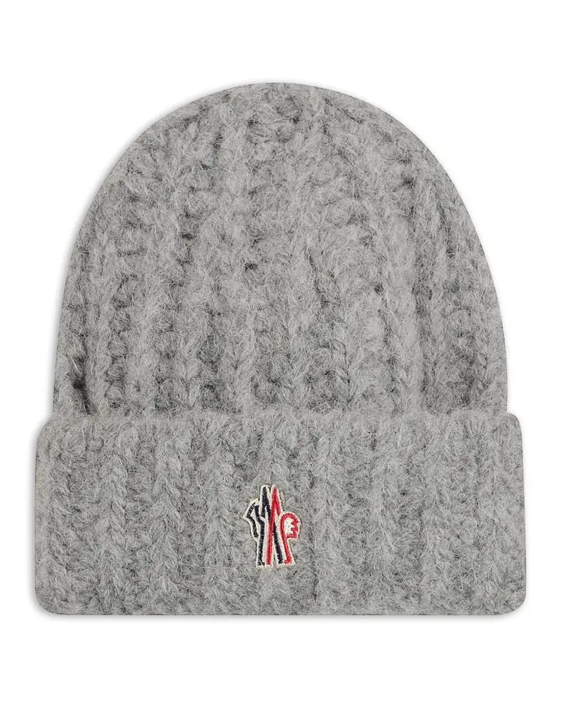 Moncler logo-patch beanie hat - Grau Grau