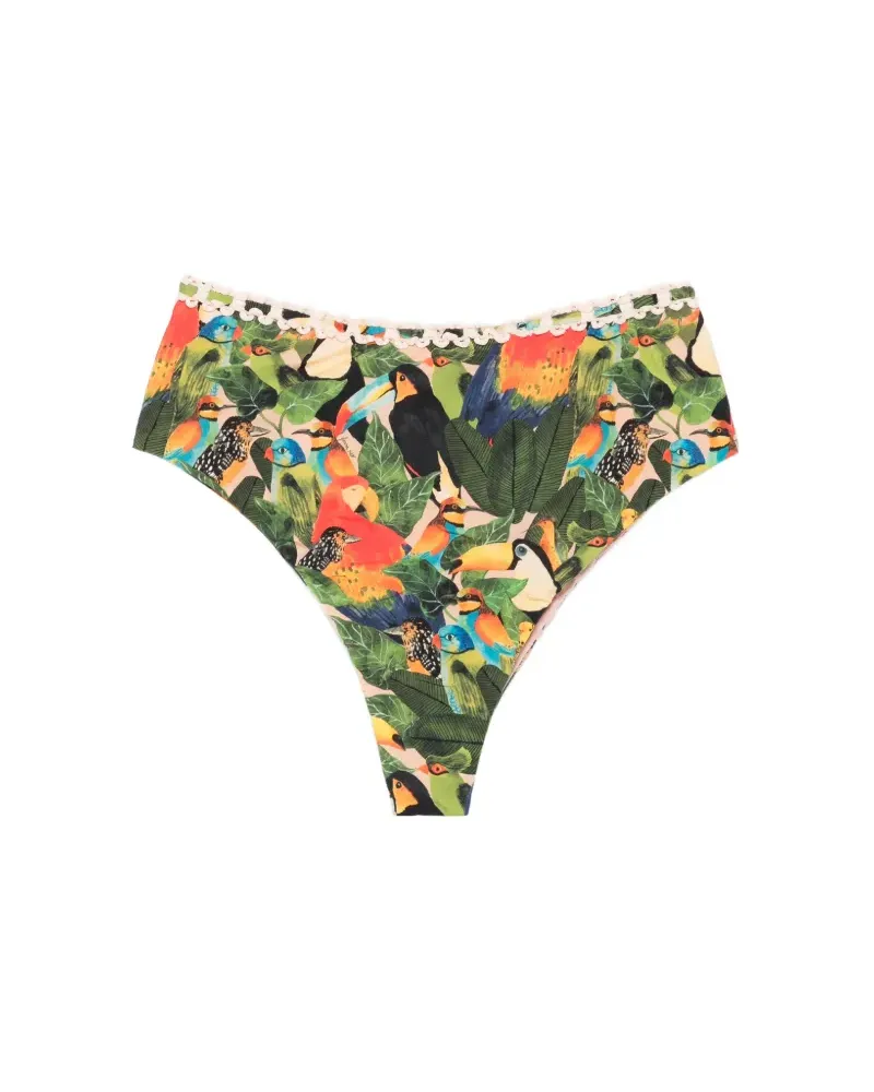 FARM Rio bird leaves high-waist bikini bottoms - Grün Grün
