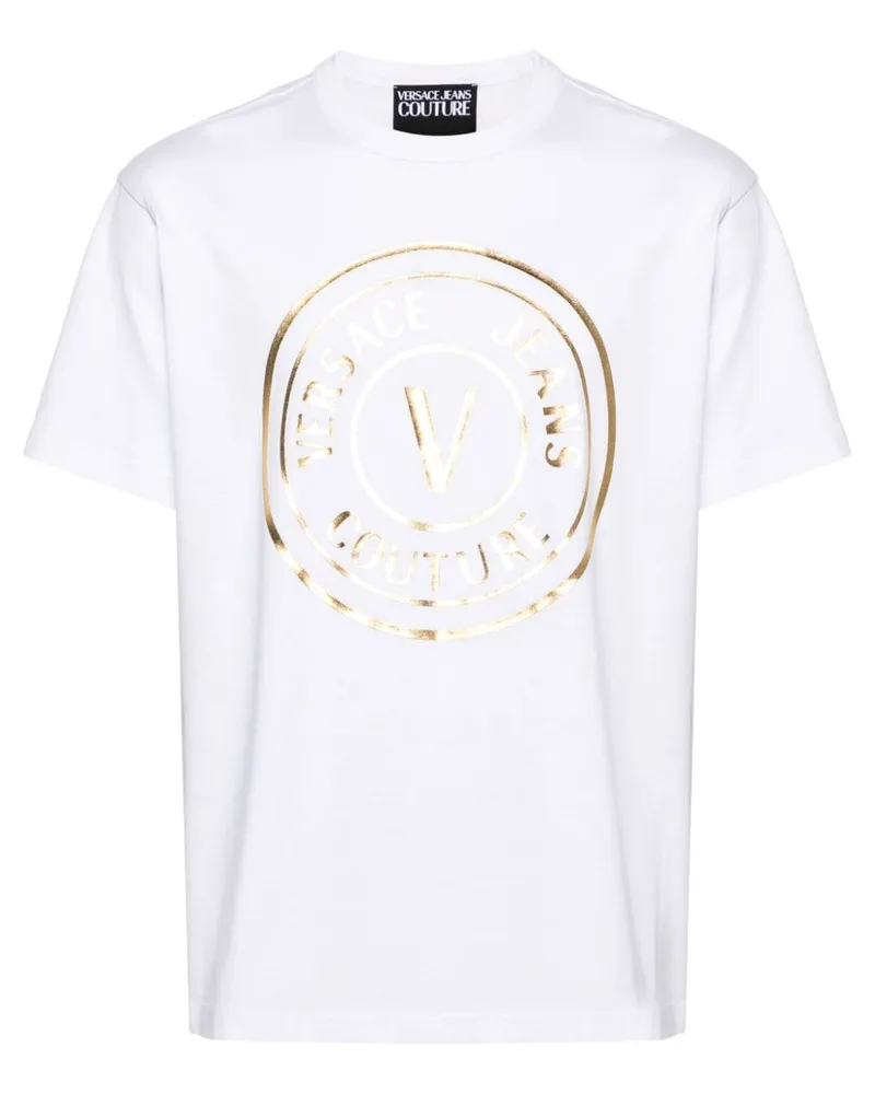 Versace Jeans T-Shirt mit Logo-Print Weiß