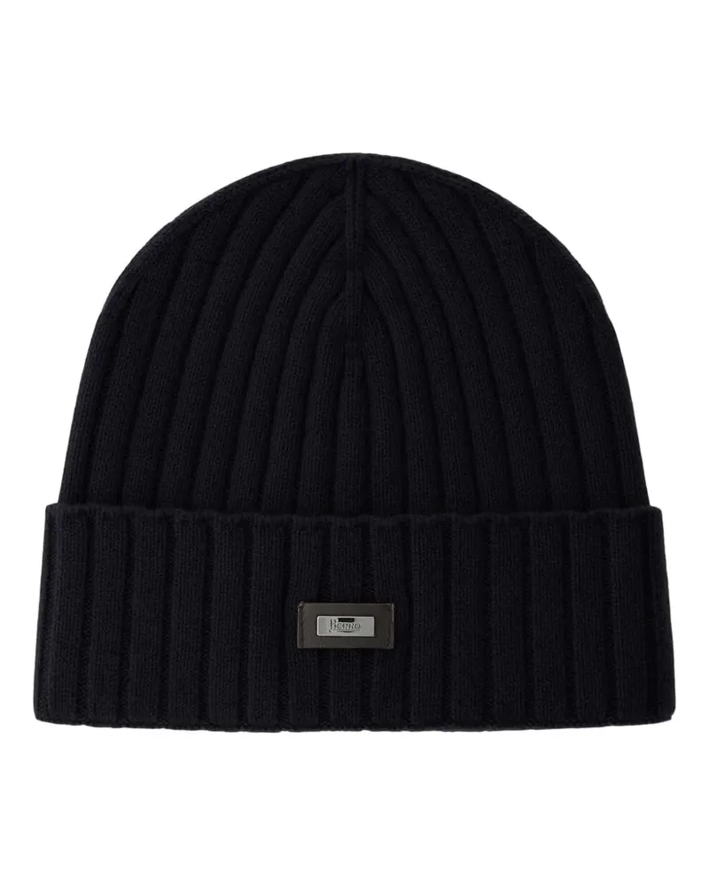 Herno Gerippte Beanie - Blau Blau